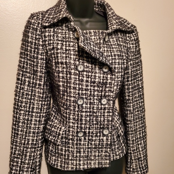Black and White Pea Coat - Picture 2 of 5